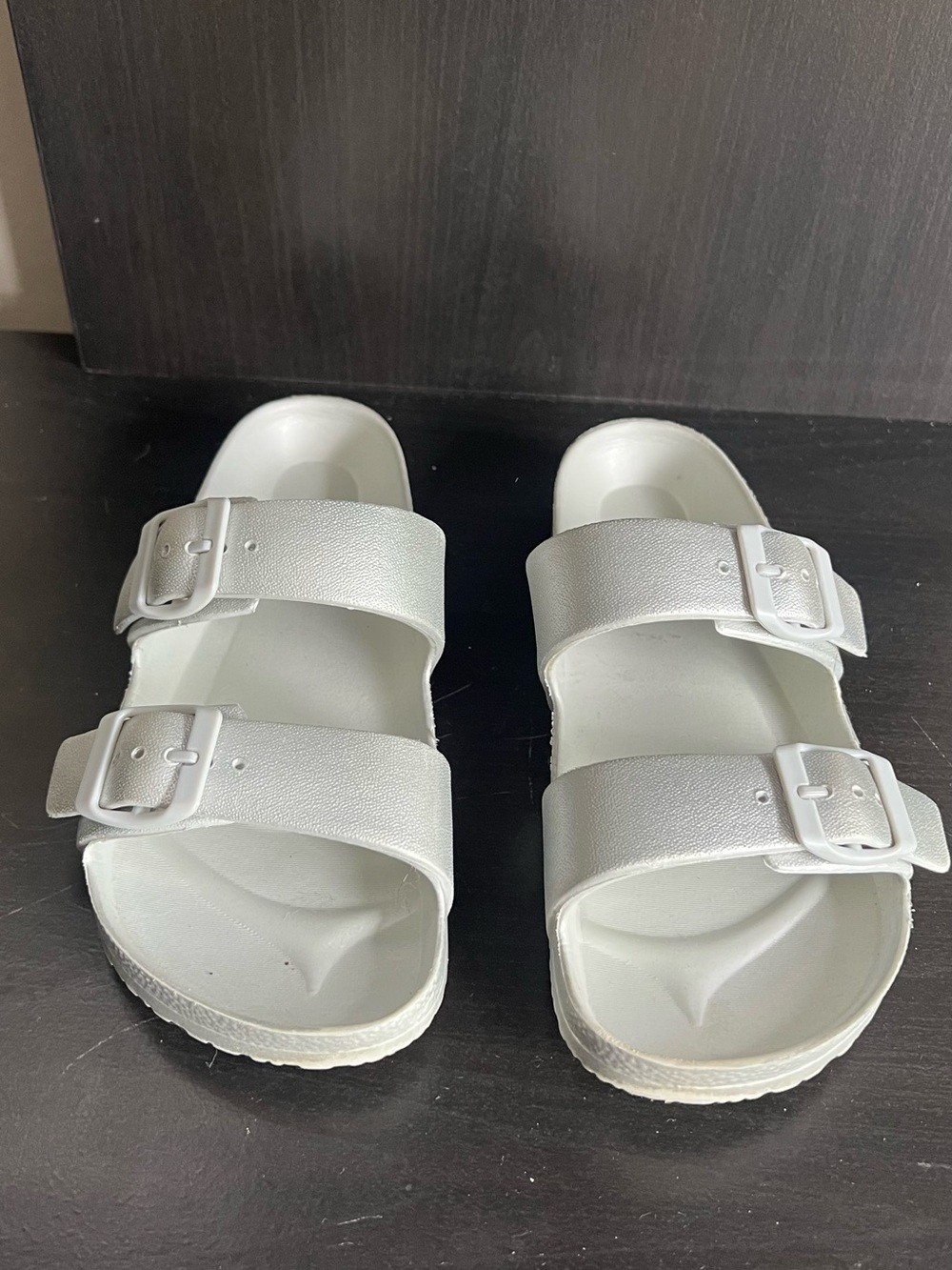 Kids' Double Buckle Slide Sandals in White